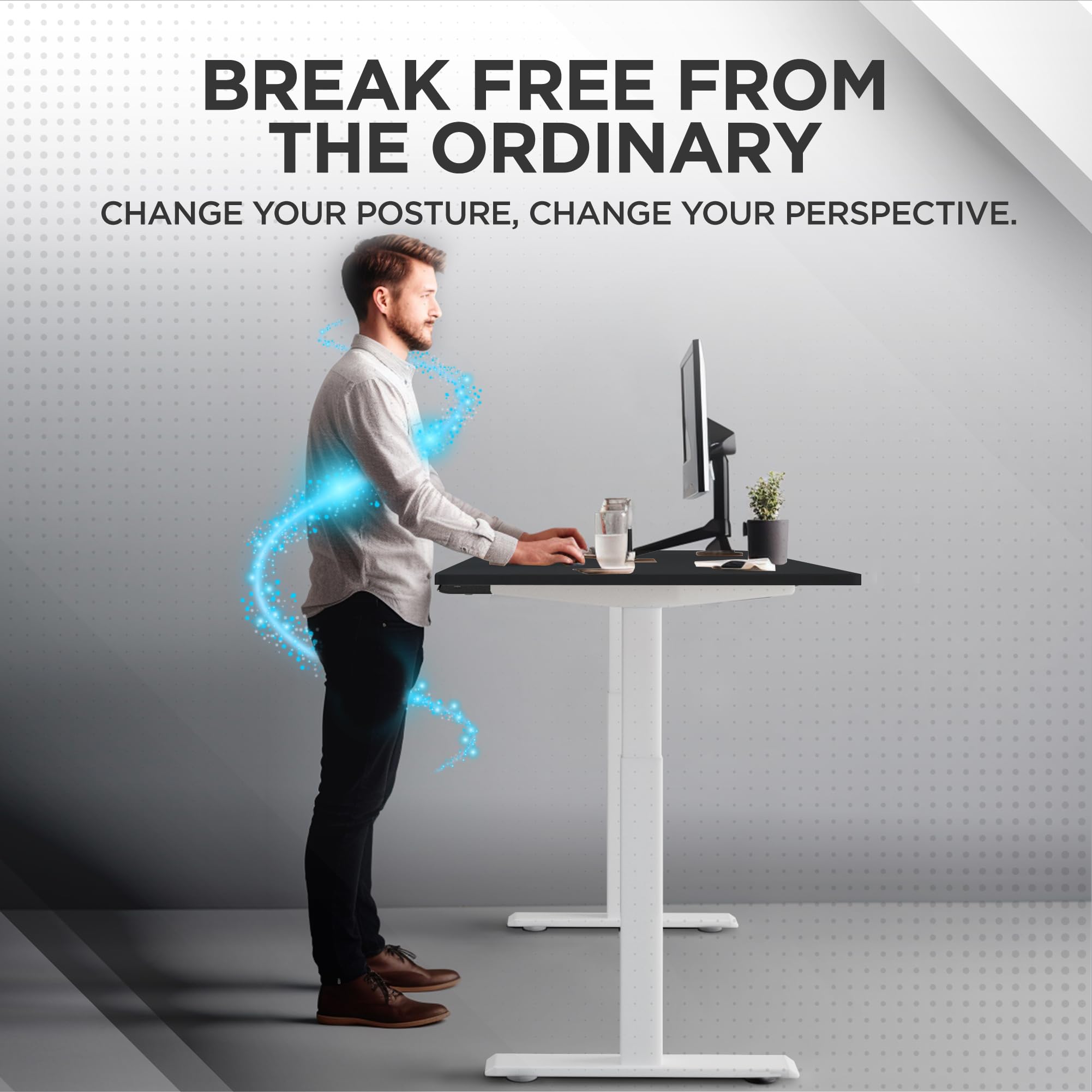 Rise UP Electric Standing Desk - 48x30 Adjustable Height Dual Motor Desk with Black Wood Top | Ergonomic Home Office Desk for Sit Stand Work | Perfect for Remote Work, Gaming & Study
