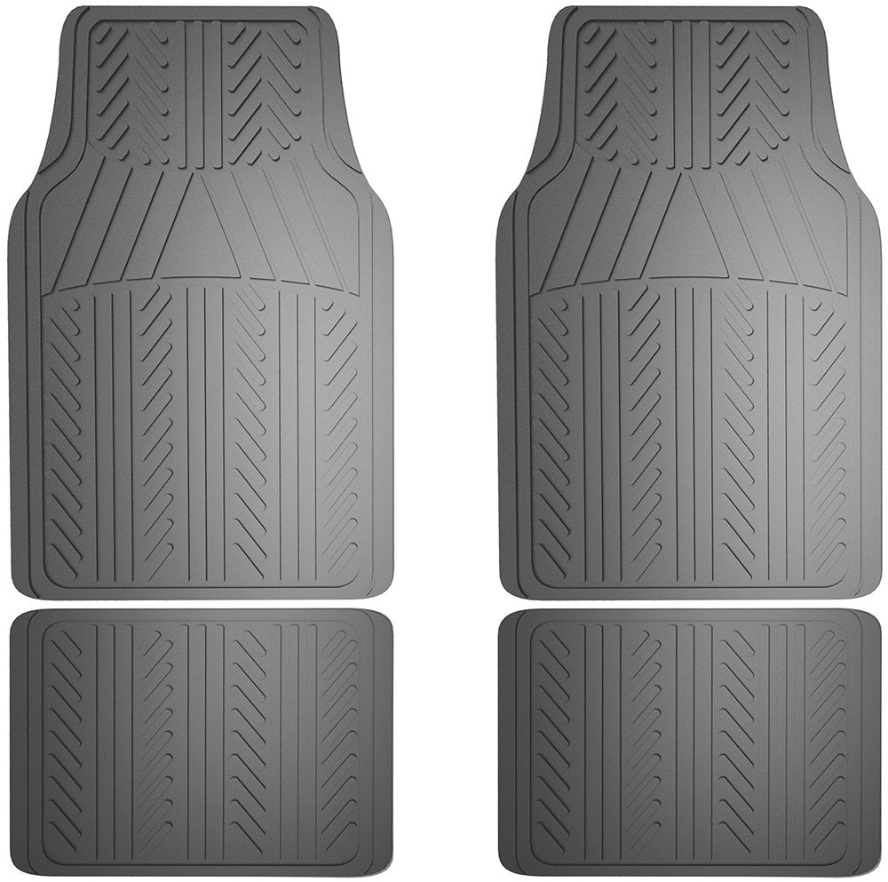 Armor All 78912 4-Piece Durable Grey Rubber Floor Mats - Perfect for Cars, Trucks, and SUVs