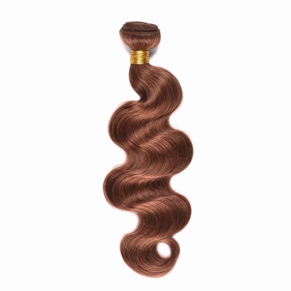 Brazilian Body Wave Human Hair Bundles - 3 Bundles (16 18 20 Inch) 100% Virgin Mink Brazilian Hair Weave Extensions - Natural Wavy Colored 30 Brown - Perfect for Salon Styling, Everyday Wear & Special Occasions