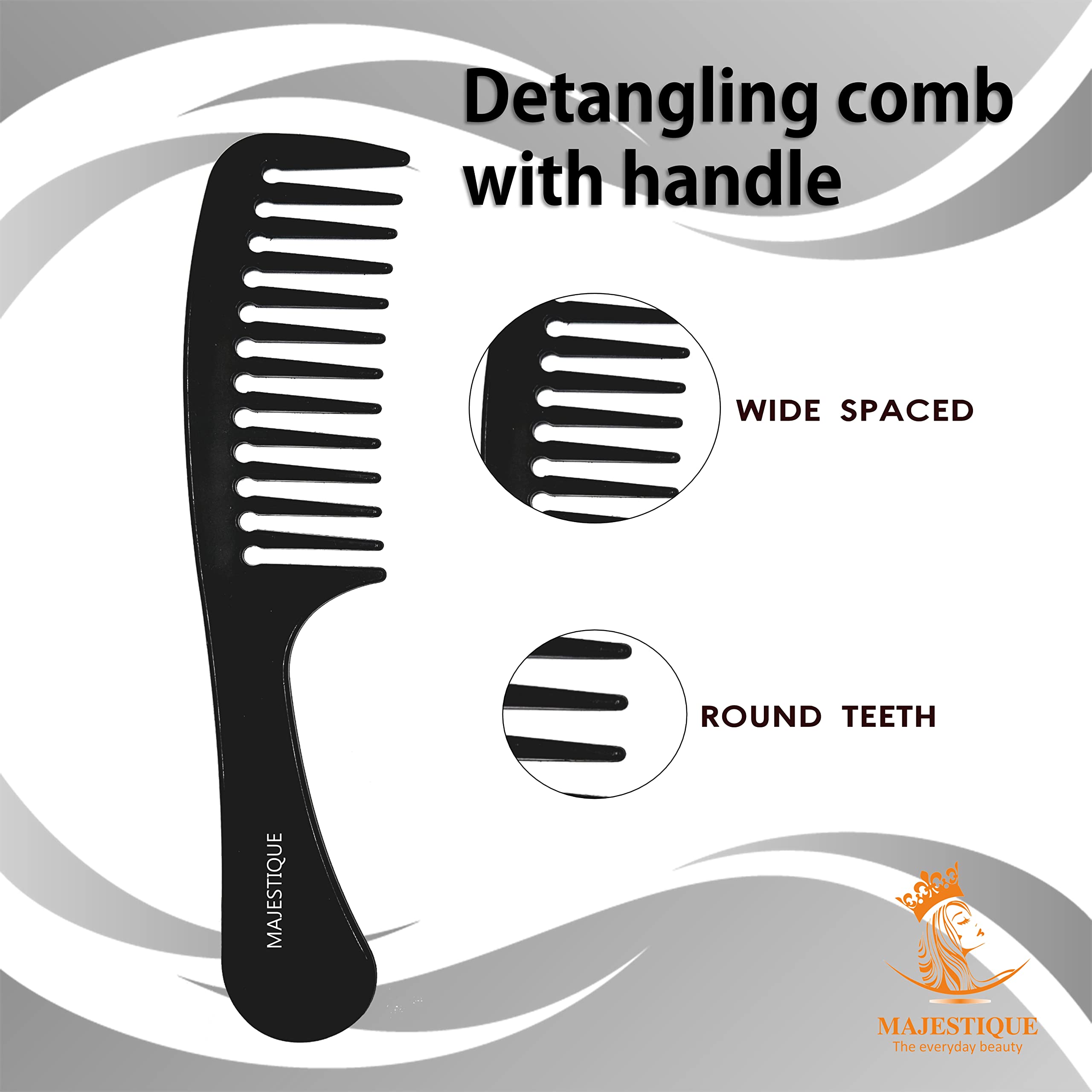 Majestique Hair Comb & Scalp Massager Set - Professional Detangling Brush for Blow Drying, Thick & Short Hair - 3-Pack for Men & Women - Perfect for Salon, Travel & Home Hair Care