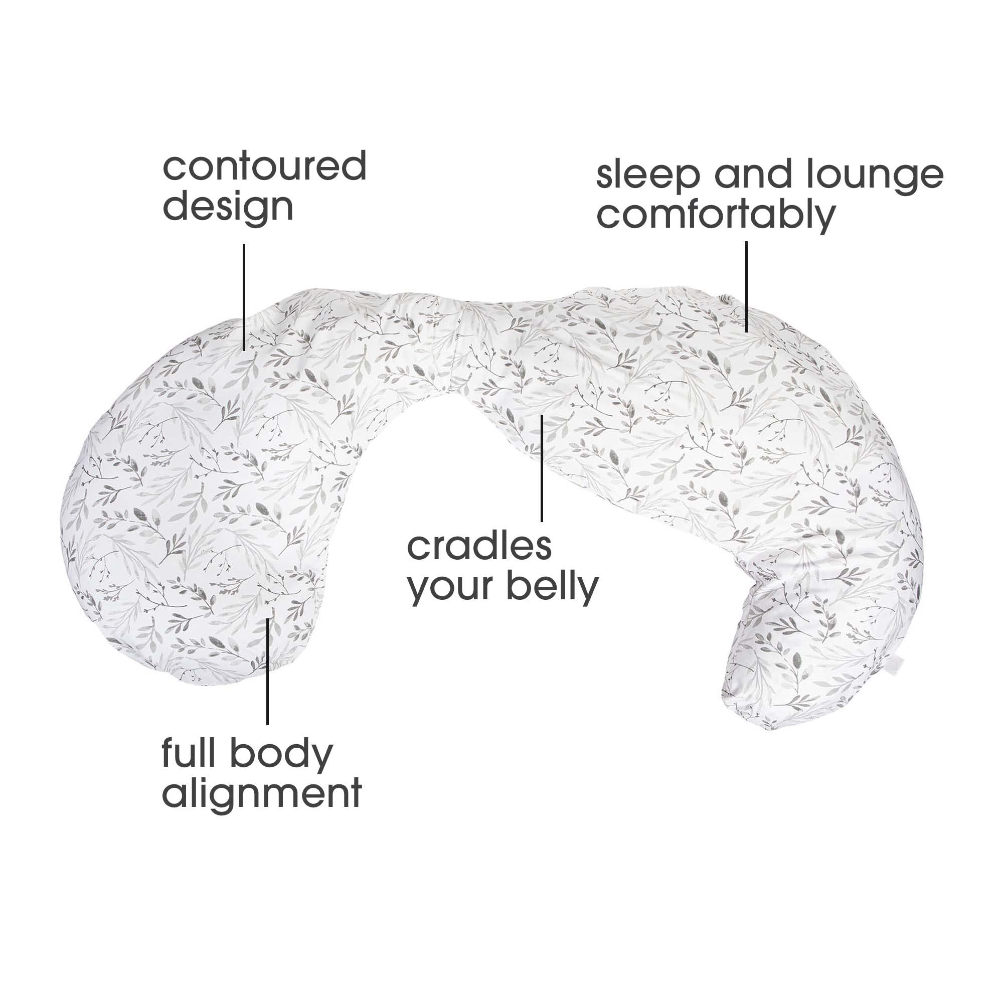 Boppy Pregnancy and Nursing Pillow Bundle - Original Nursing Support Pillow & Total Body Pillow with Gray Printed Removable Covers - Perfect for Maternity Comfort, Breastfeeding & Postpartum Recovery