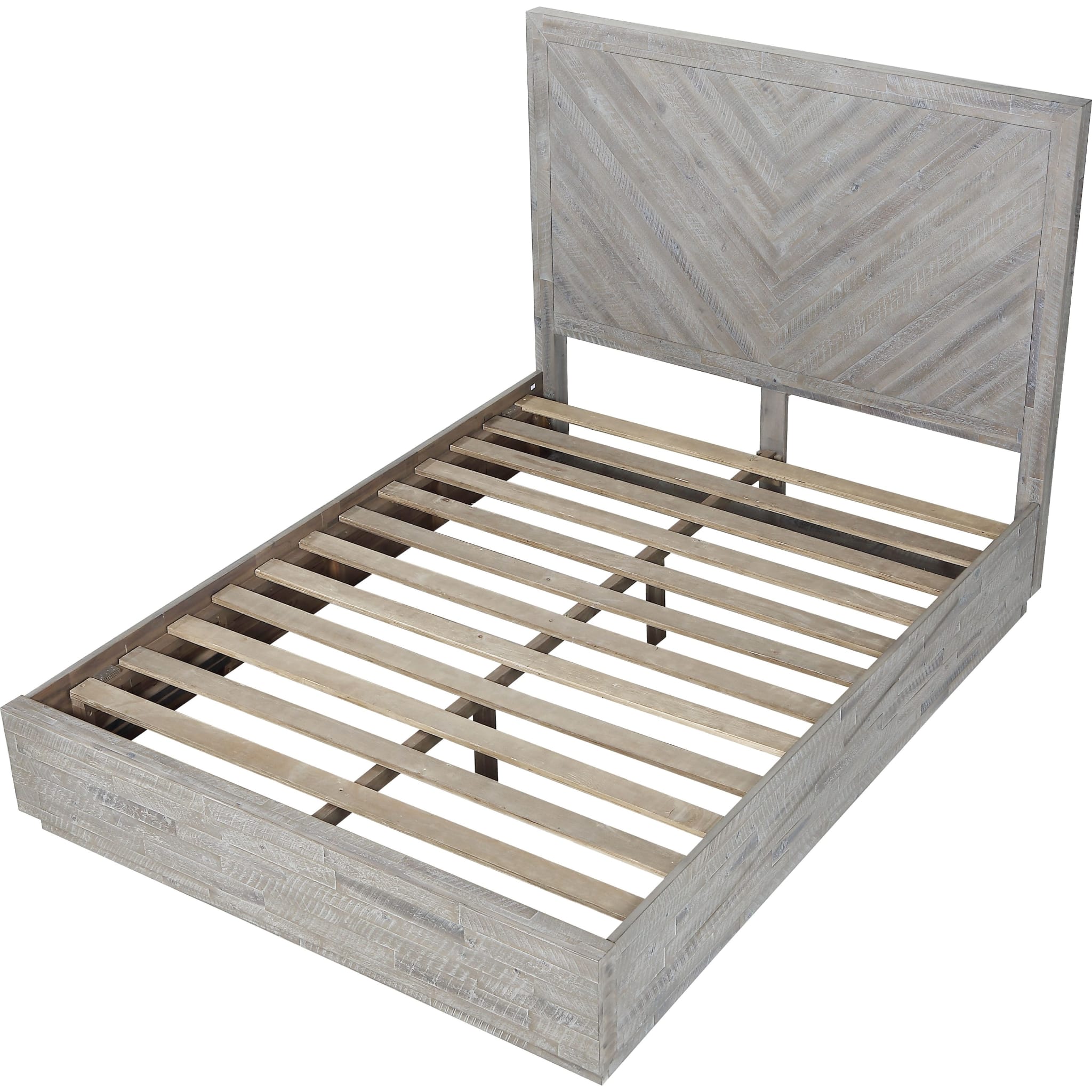 Alexandra Solid Wood Platform Bed Frame - Rustic Latte Finish - Queen Size Bed with Storage - Modern Farmhouse Bedroom Furniture for Home Decor
