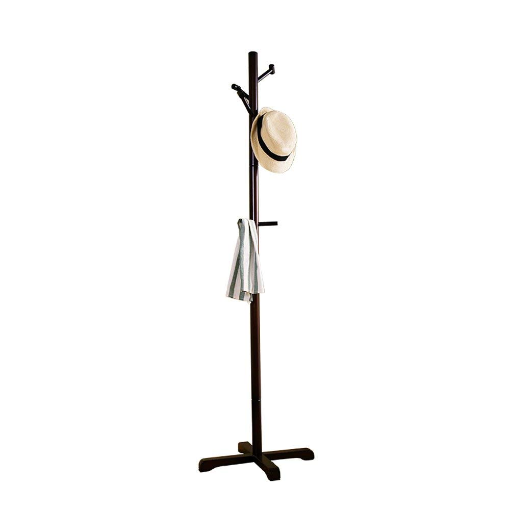 JIGUAN Solid Wood Flower Pot Rack & Coat Tree Stand with 8 Hooks - Natural Wooden Entryway Organizer for Hats, Bags & Indoor Plants | Perfect for Home, Office & Garden Decor
