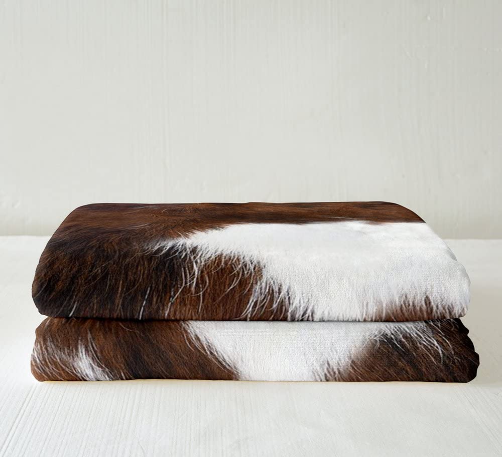 Soft Warm Fleece Cowhide Printed Throw Blanket 30