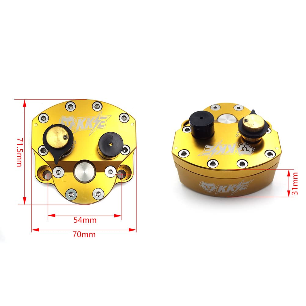 Universal Motorcycle Steering Damper Stabilizer - Adjustable Front Steering Stabilizer for CRF, YZF, EXC, RMZ, KLX & Most Dirt Bikes - Gold Moto Accessory for Enhanced Safety & Control (Perfect for Enduro, Pit Bikes & Off-Road Adventures)