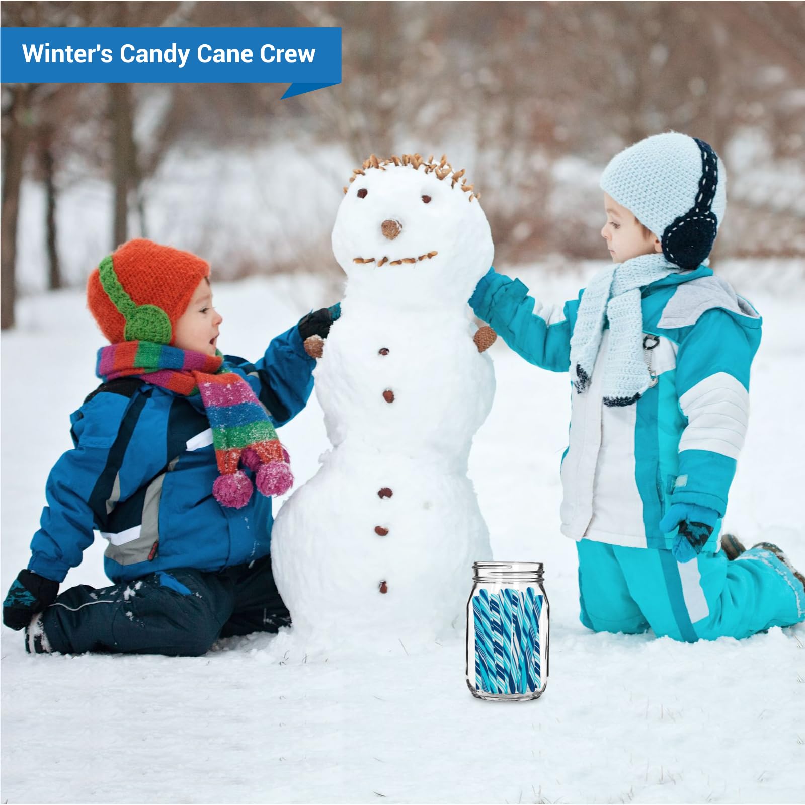 Winter Colored Hard Candy Cane Sticks - Individually Wrapped (80 Count) - Perfect for Christmas Stocking Stuffers, Holiday Parties & Festive Gift Baskets