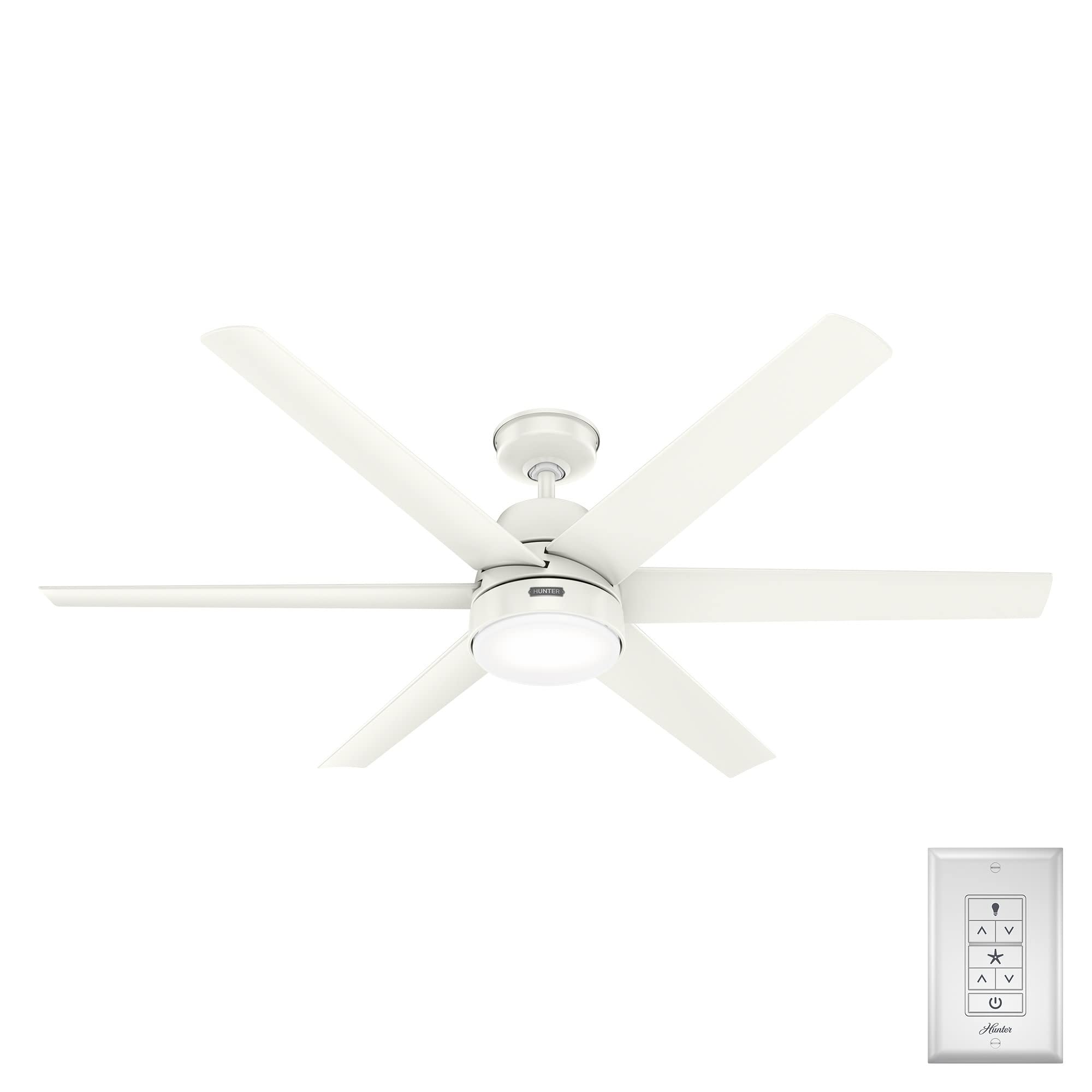 Hunter Fan Company 52370 Skysail Ceiling Fan with Light Kit, 52 Inch Fresh White - Modern Indoor Cooling for Living Room, Bedroom & Office