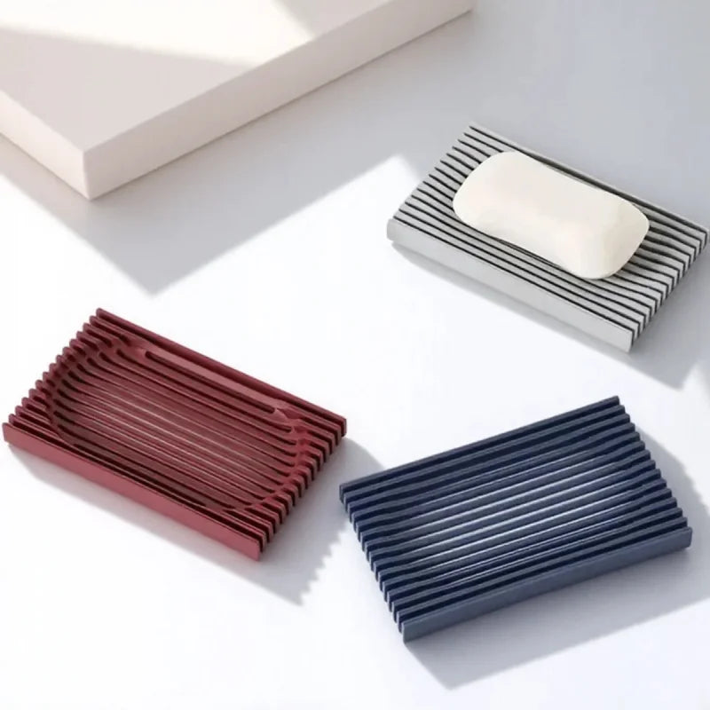 Stainless Steel Linear Flow Soap Dish - Modern Bathroom Soap Holder with Drainage Holes for Shower, Kitchen & Sink Countertop Organizer