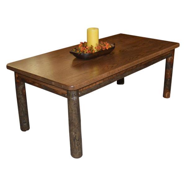 Solid Hickory Wood Coffee Table - Rustic Farmhouse Style Living Room Furniture for Home Decor & Relaxation