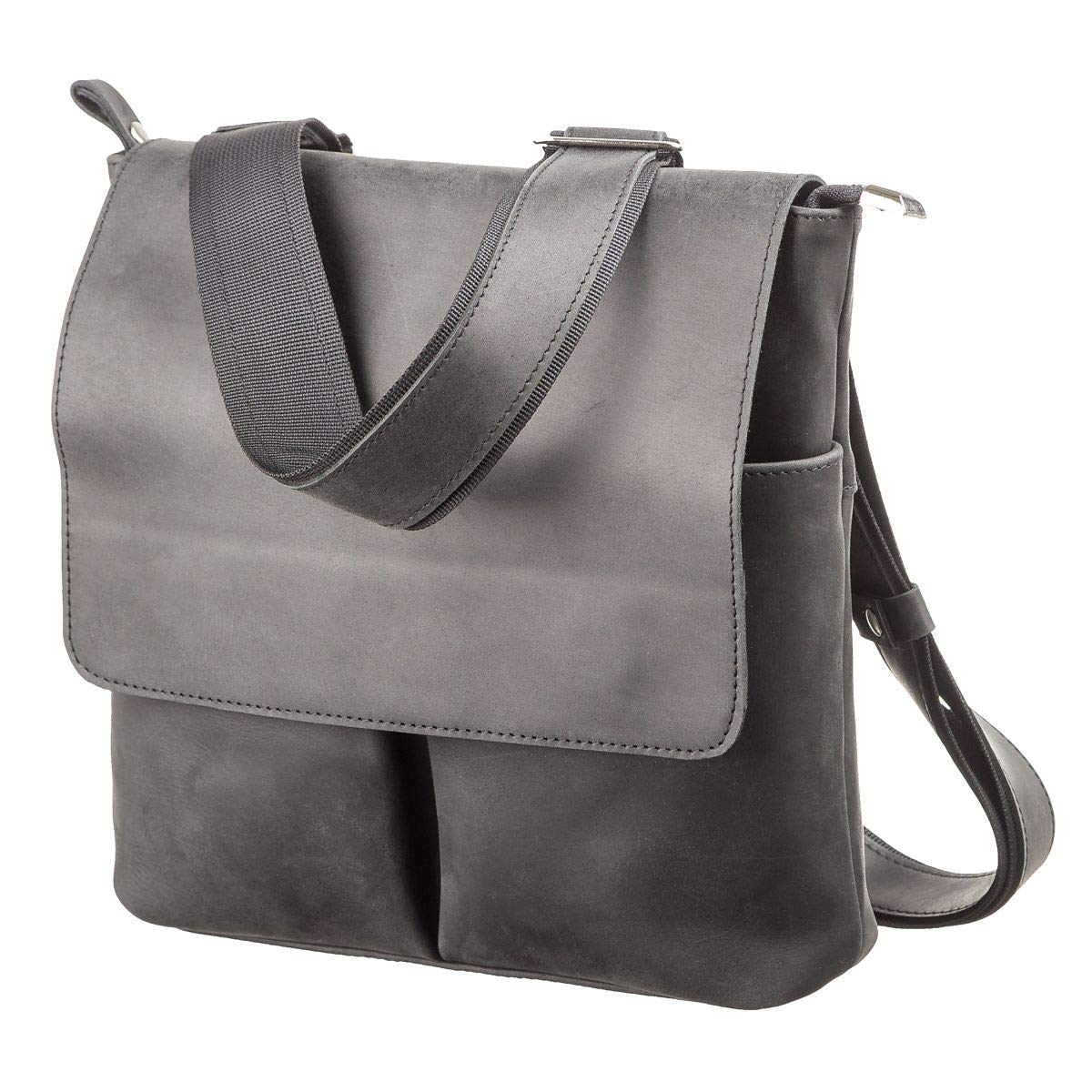 Vintage Leather Small Messenger Bag for Men - Vertical Mini Crossbody Satchel with iPad & Tablet Pocket - Perfect for Work, Travel & Everyday Carry