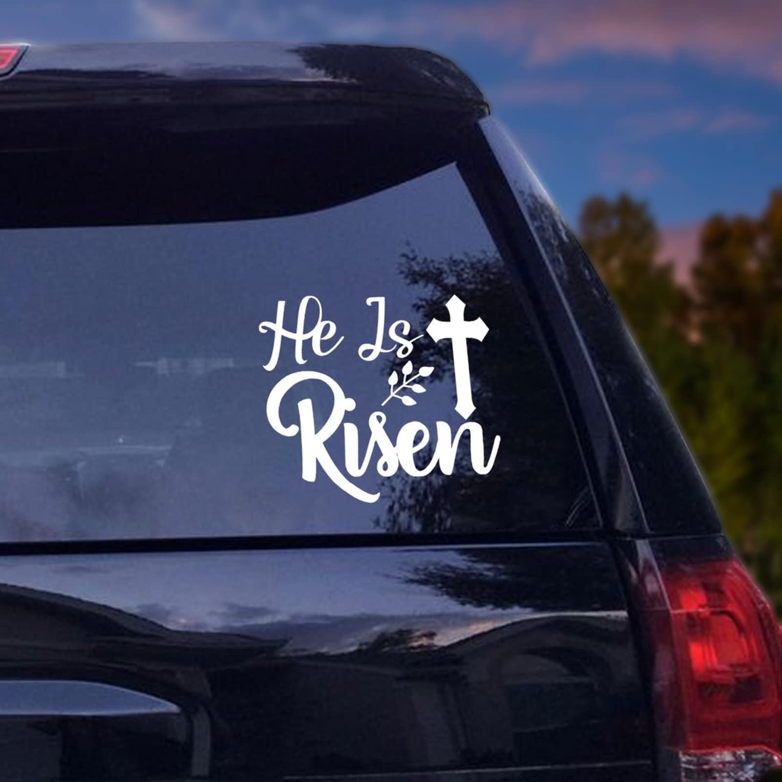 He Is Risen Cross Car Decal - Bible Verse Vinyl Sticker for Cars, Christian Religious Bumper Sticker - Personalized Window & Laptop Decoration - Perfect for Easter, Church Events & Daily Faith Inspiration
