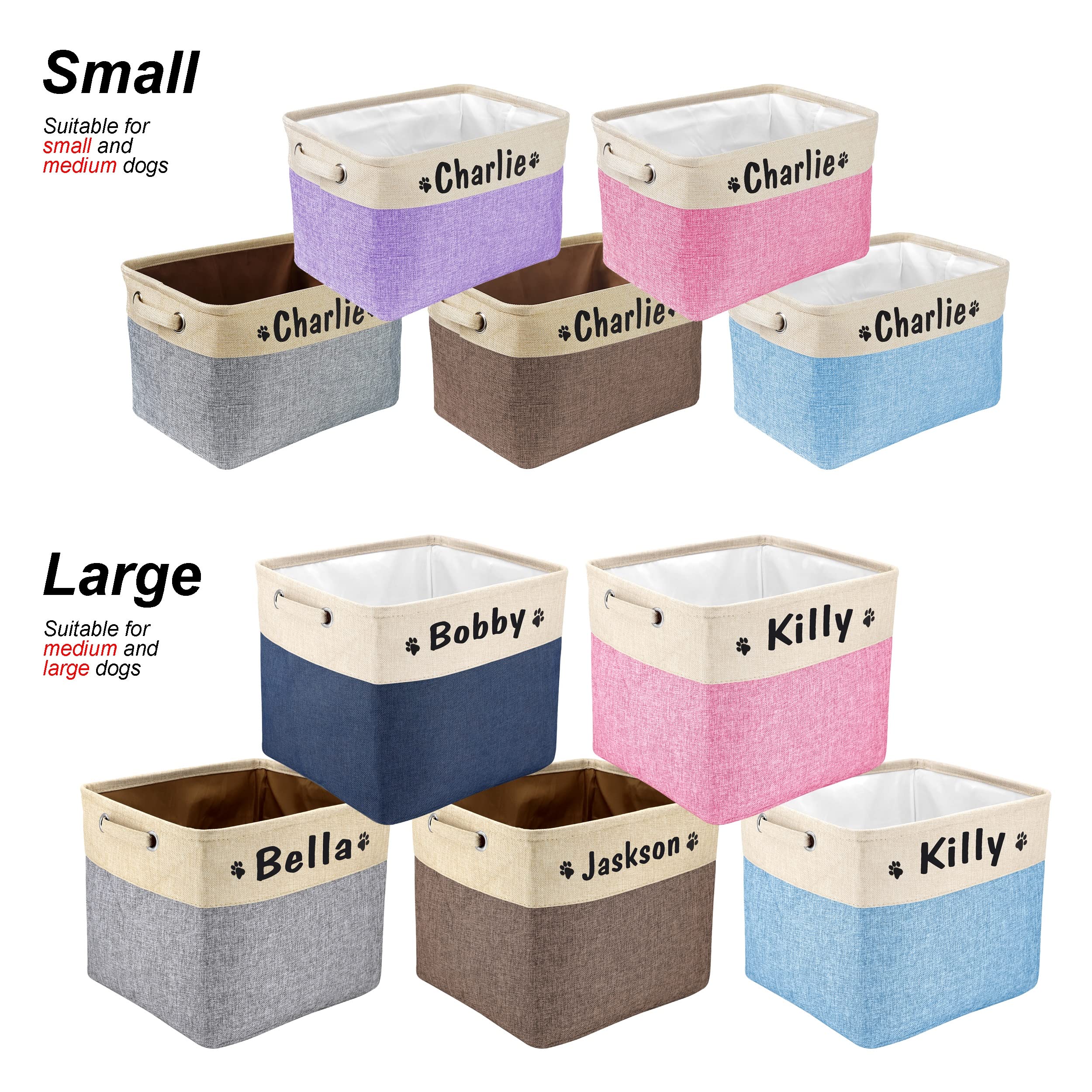 Personalized Collapsible Dog Toy Storage Basket with Pet's Name - Rectangular Organizer Box for Dog Toys, Clothes & Accessories (Coffee, Large) - Perfect for Pet Playrooms, Living Rooms & Bedrooms