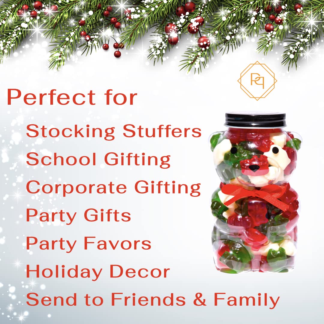 Purple Plum Gummy Bears in Gift Jar - 1LB Assorted Bear-Shaped Gummy Candies with Red Bow - Sweet Treats for Birthdays, Holidays & Party Favors - Perfect Candy Gift for Christmas, Valentine's Day & Special Occasions