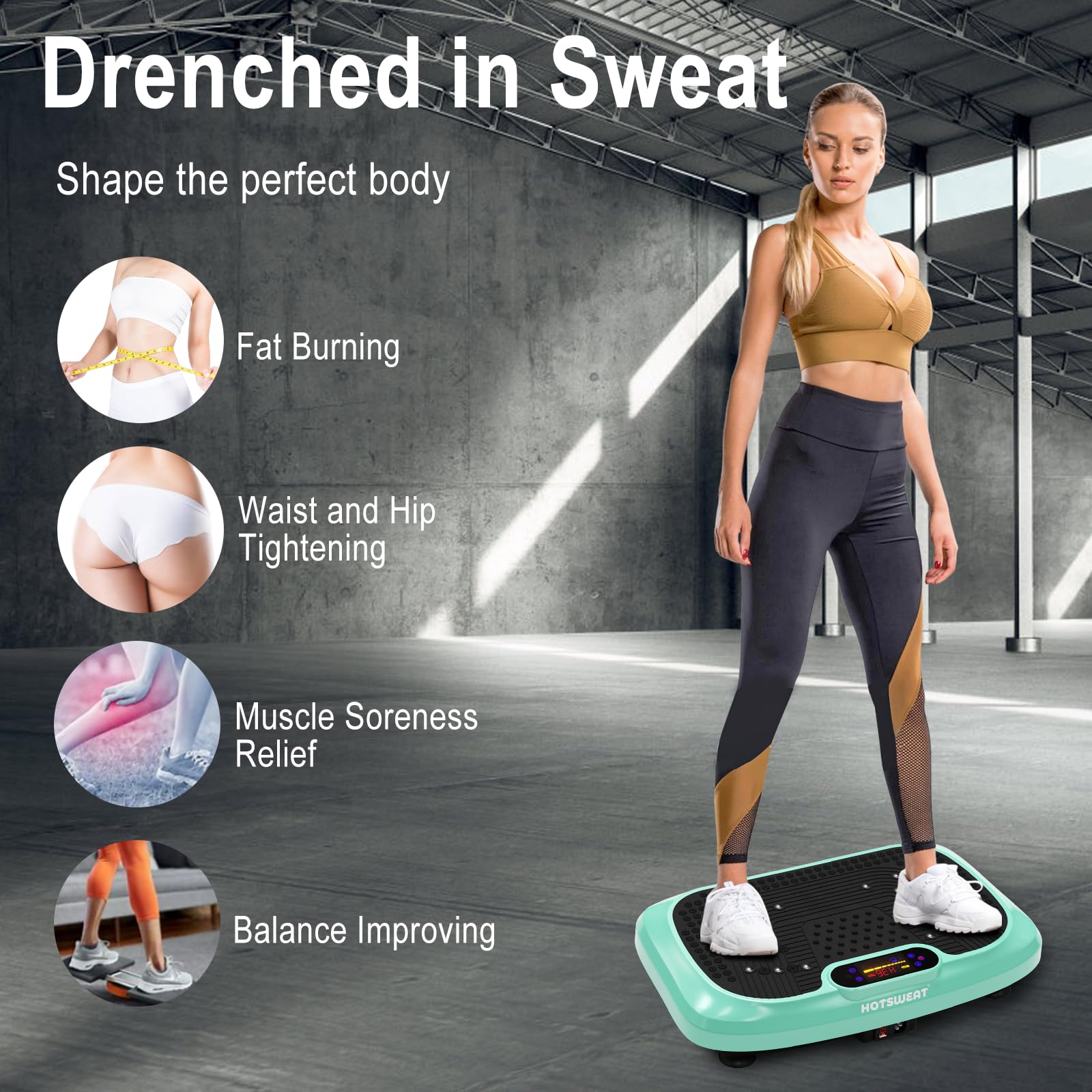 Full Body Vibration Plate Exercise Machine for Weight Loss & Lymphatic Drainage - Power Platform Trainer for Home Gym, Muscle Recovery & Detox - Perfect for Fitness, Cellulite Reduction & Relaxation After Workout