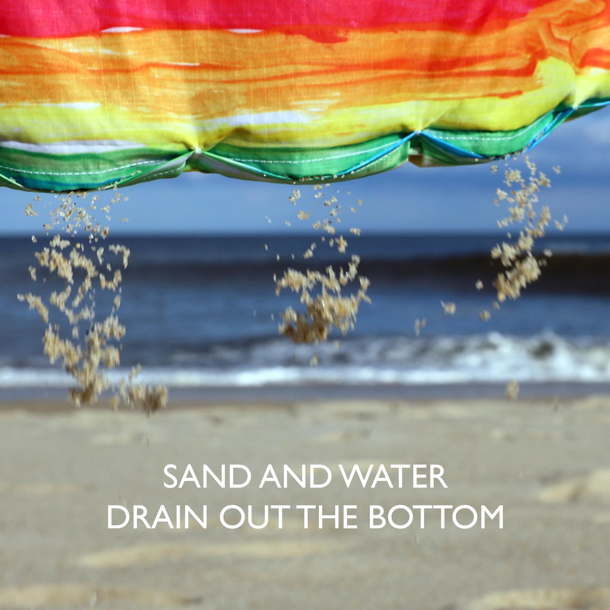 Eco-Friendly Sand-Free Beach Bag Made from Recycled Plastic Bottles - Watercolor Rainbow Print for Travel, Swimming, and Outdoor Adventures