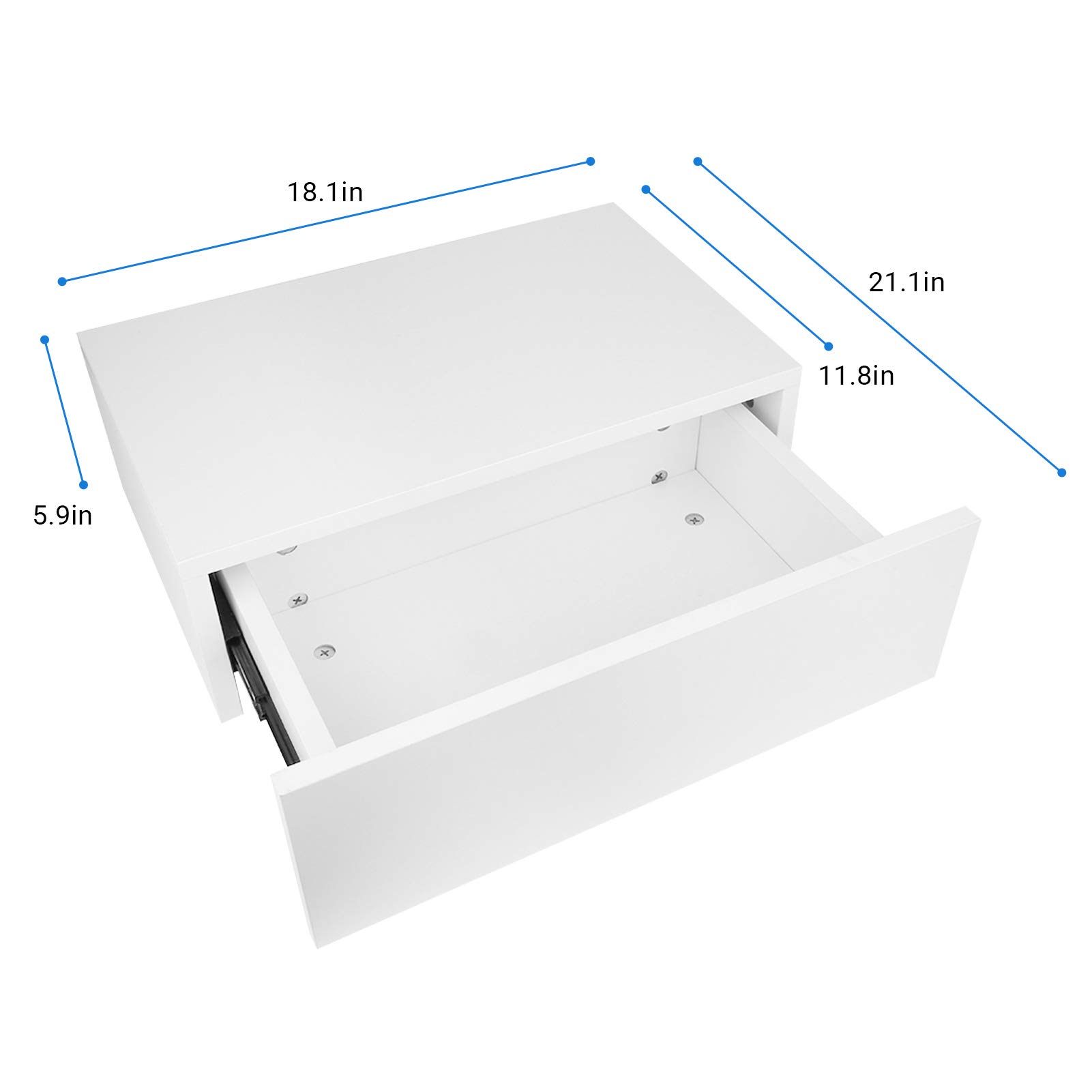 Modern Floating Nightstand Wall Shelf with Drawer - White Wall Mounted Bedside Table for Small Spaces | Perfect for Apartments, Dorms & Minimalist Bedrooms