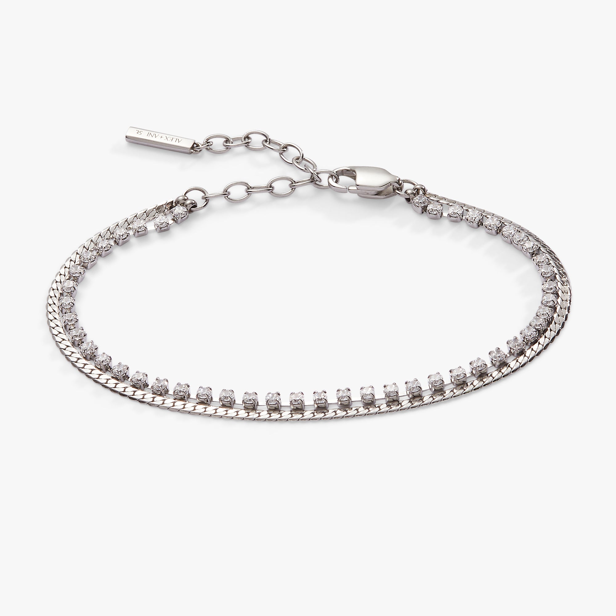 Double Strand Crystal Tennis Chain Bracelet for Women - Elegant Cubic Zirconia Bracelet for Party, Wedding & Evening Wear - Dainty & Sparkling Jewelry Gift