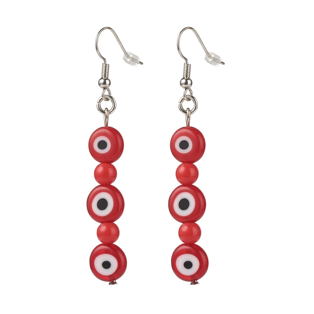 Evil Eye Acrylic Bead Earrings for Women - Red Boho Chic Dangle Earrings for Protection & Good Luck | Perfect for Parties, Gifts & Everyday Wear