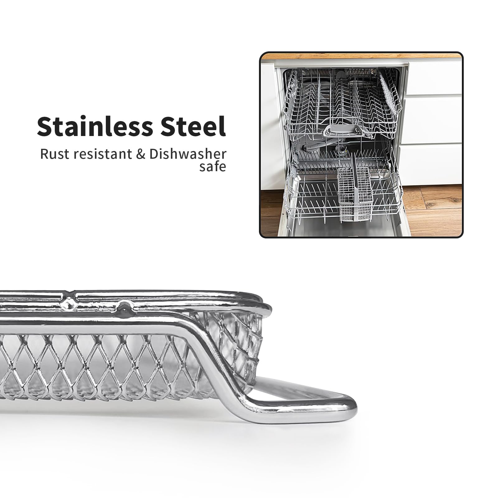 Stainless Steel Replacement Air Fryer Basket for Ninja Foodi DT251 DT201 Series - Compatible with Ninja Foodi 10-in-1 Smart XL Air Fry Oven - Perfect for Healthy Cooking, Crispy Snacks & Family Meals