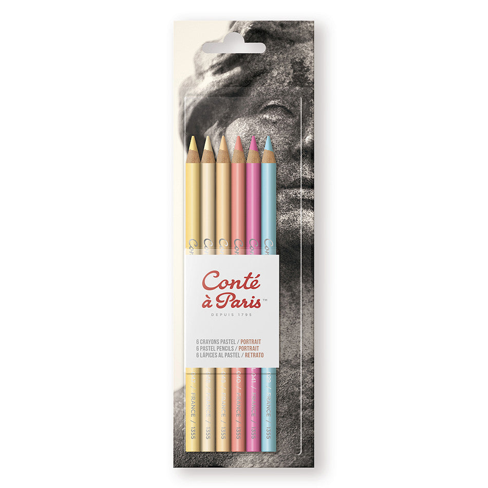 Conté à Paris Pastel Pencils Set - 6 Professional Portrait Drawing Pencils for Artists & Sketching - Perfect for Charcoal Drawings, Figure Sketching & Fine Art Portraits