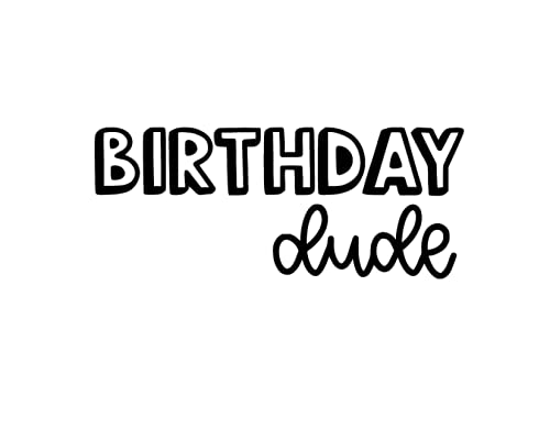 Birthday Dude Iron On Decal - Birthday Boy Iron On Transfer for T-Shirts - Fun Party Decoration for Boys Birthday Celebration - Black