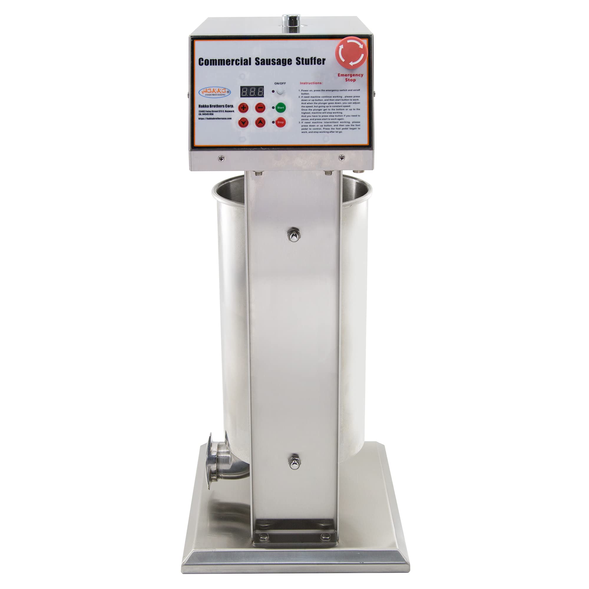 Commercial Electric Sausage Stuffer 12L/25LB Stainless Steel Vertical Sausage Maker with 4 S/S Tubes - Variable Speed Control for Home Butchering & Charcuterie - Perfect for Sausage Making, Meat Grinding & Food Processing (SEV12)