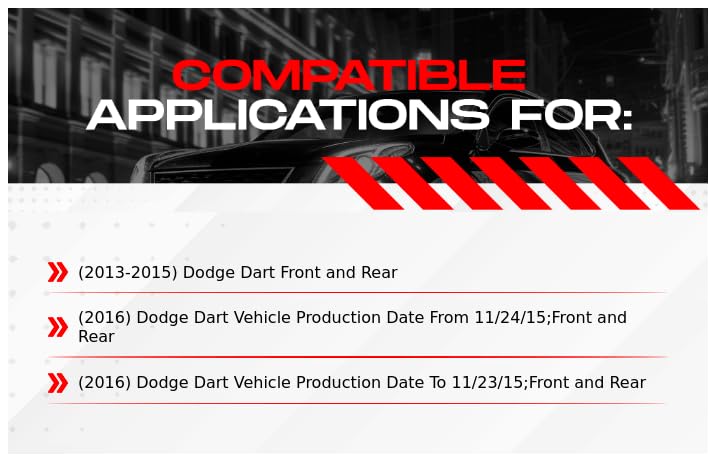 R1 Concepts Premium Ceramic Brake Pads and Rotors Kit - Front & Rear Brake System for 2013-2016 Dodge Dart | High-Performance Braking for City Driving & Highway Safety