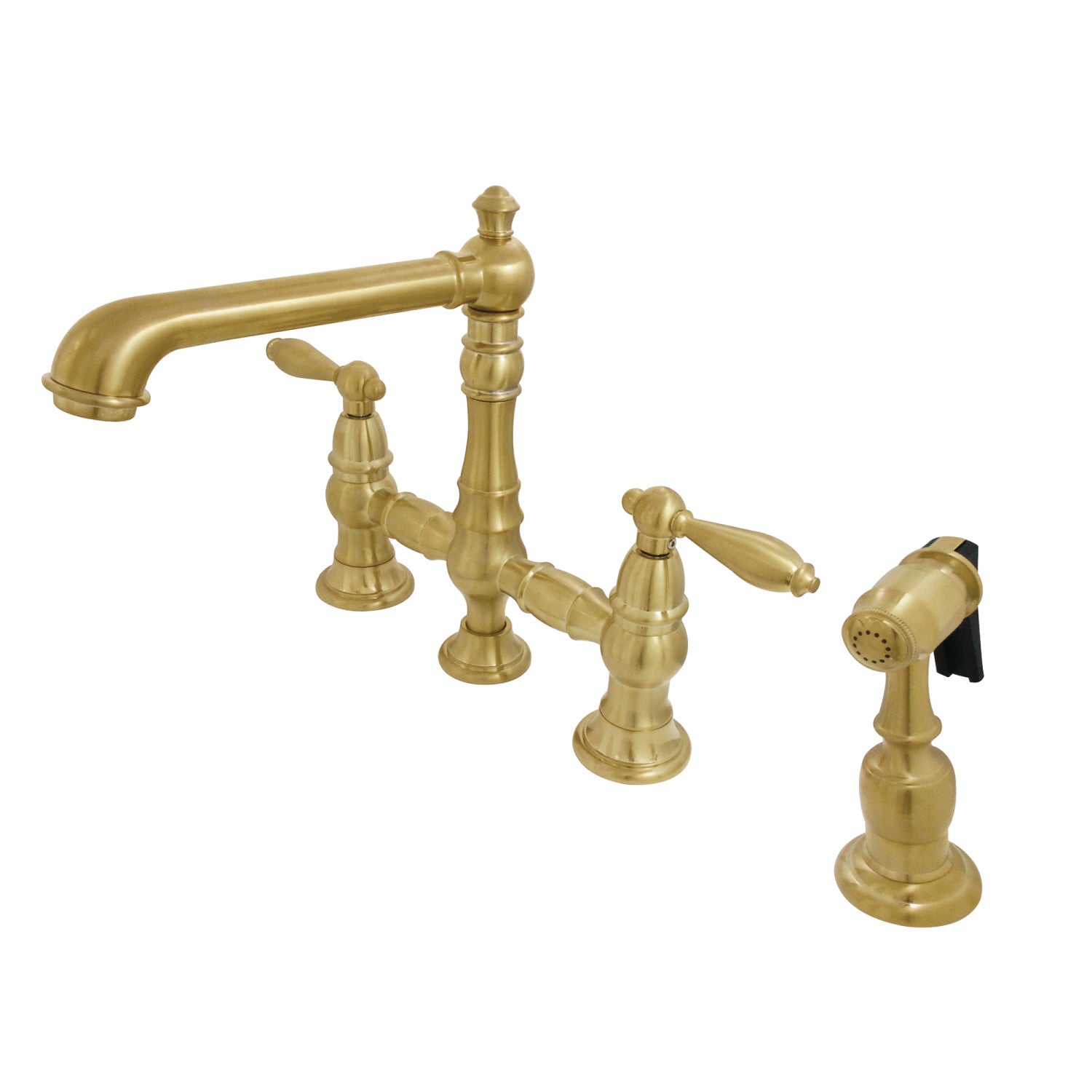 Stainless Steel Bridge Kitchen Faucet with Pull Down Sprayer - Modern Commercial Style for Restaurant & Home Kitchen Sink
