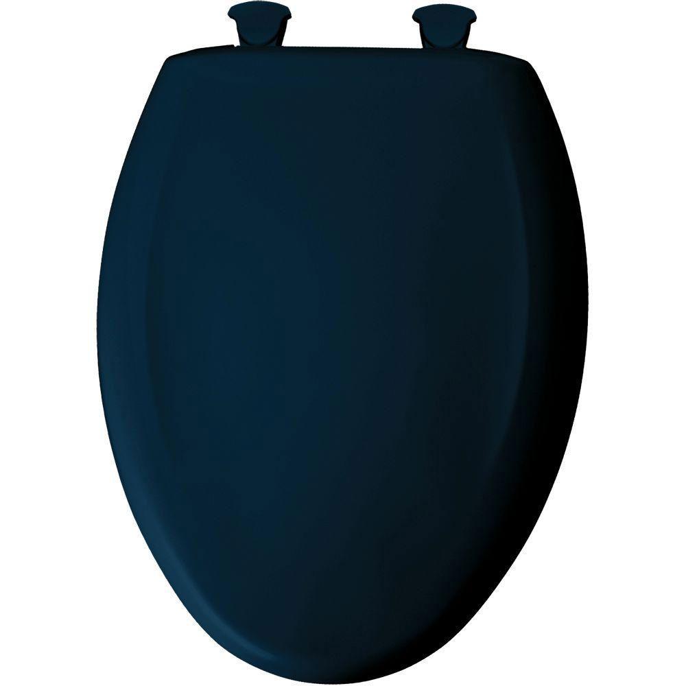 Bemis Slow Close STA TITE Elongated Toilet Seat with Soft Closing Hinge - Navy Blue 529792 - Perfect for Modern Bathrooms & Water-Saving Homes