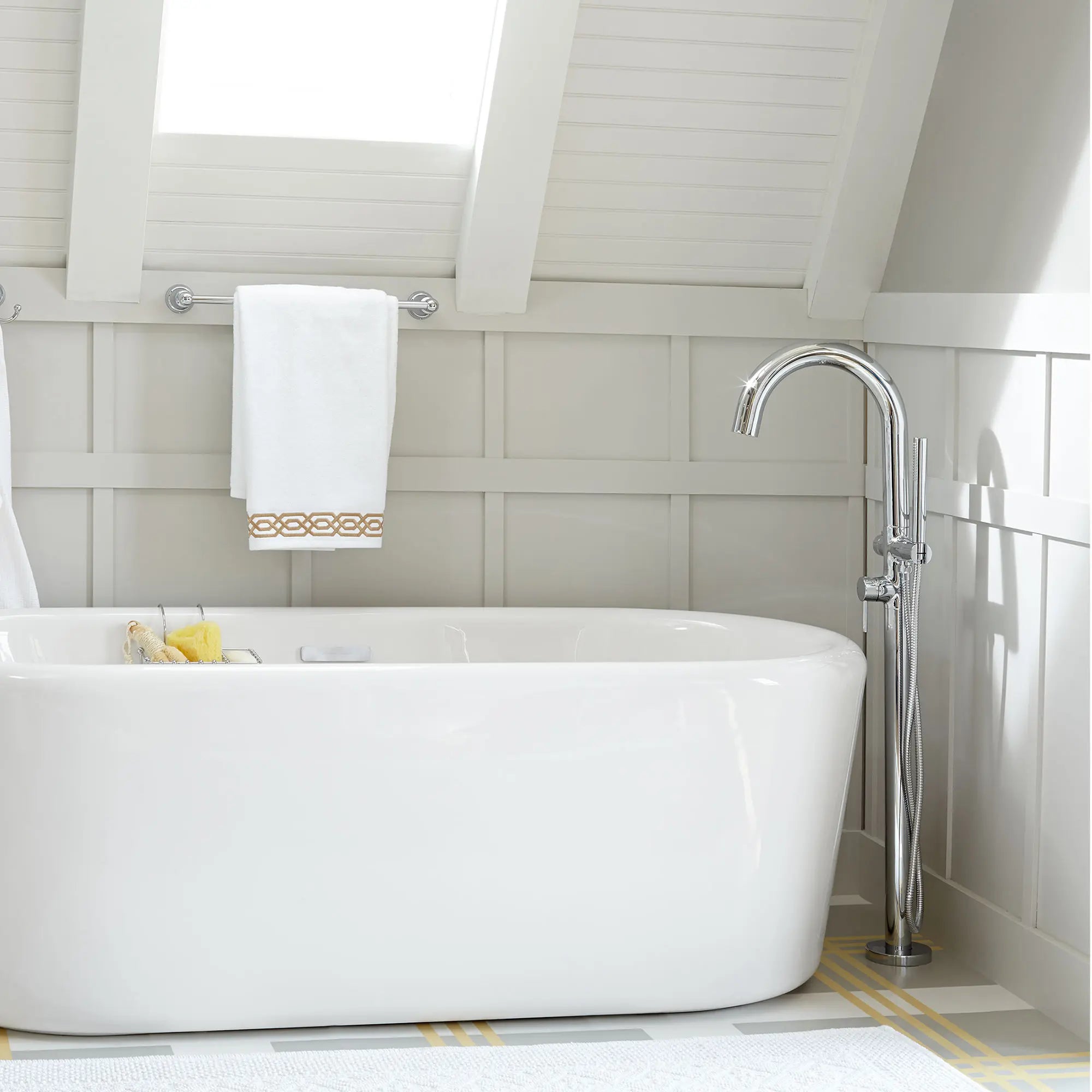 Modern Freestanding Bathtub Faucet with Hand Shower - Round Design, Lever Handle, Rough-in Valve - Perfect for Spa, Master Bathroom & Luxury Bathroom Renovations