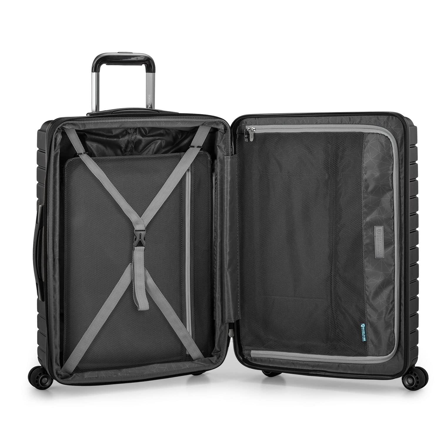 Traveler's Choice Archer Polycarbonate Hardside Spinner Luggage Set - 2-Piece Black Suitcase with Tie Down Straps for Secure Packing | Perfect for Business Trips, Vacations & Air Travel