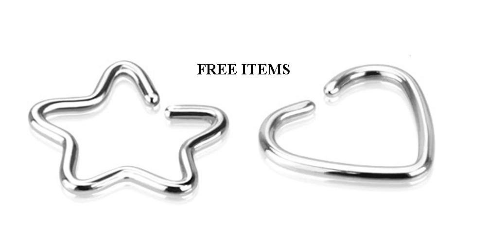 Gold Plated Tribal Fan Septum Clicker with Clear Gems - 132GC Body Jewelry | Free Gifts Included | Perfect for Piercing Enthusiasts & Festival Fashion