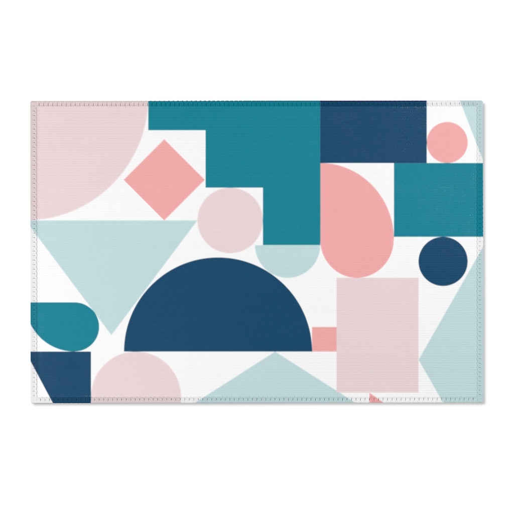Pastel Retro Abstract Design Area Rugs - Soft Non-Slip Living Room Bedroom Decor for Boho Chic Home Style