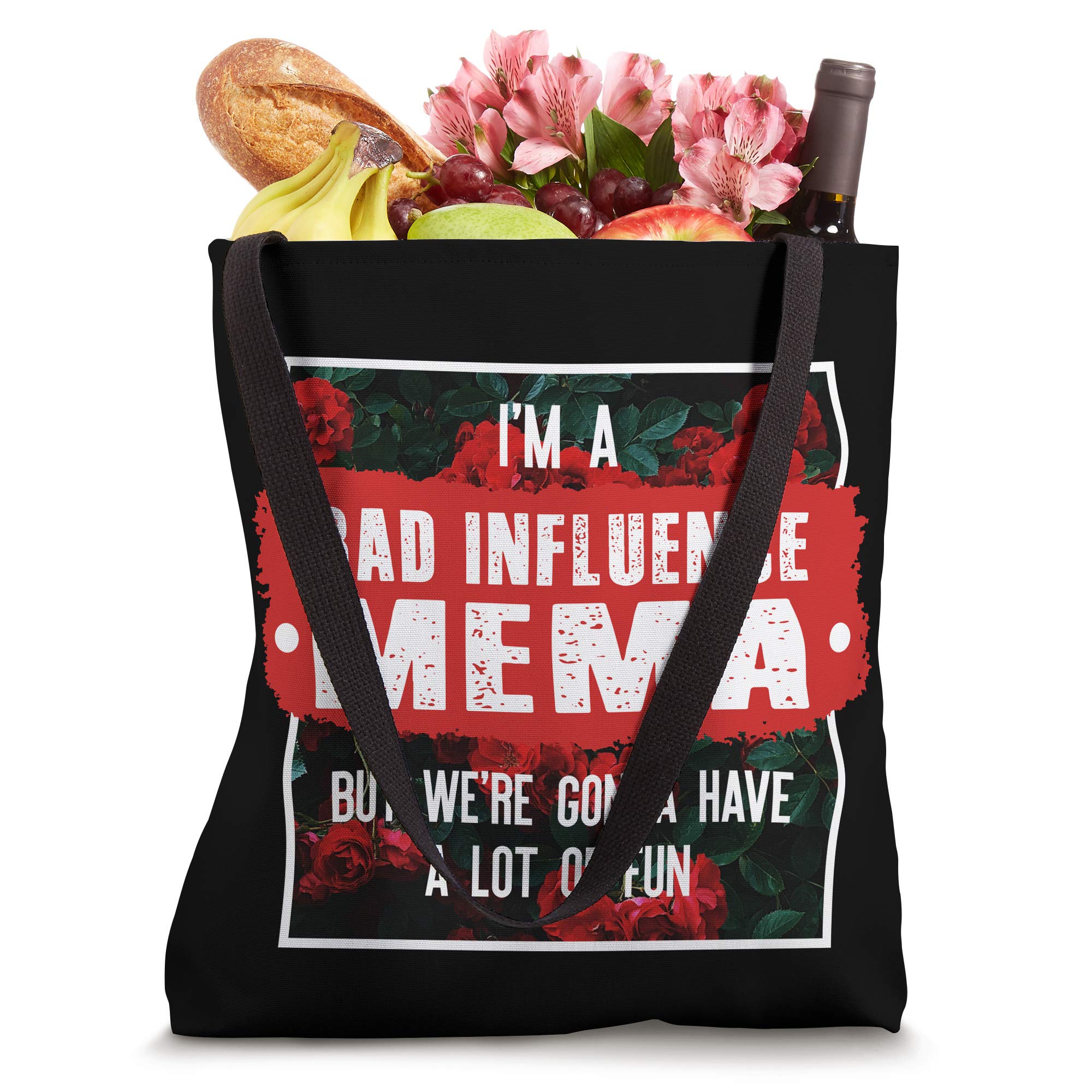 Bad Influence MeMa Tote Bag - Funny Mother's Day Gift for Women - Large Canvas Tote with Sassy Quote - Perfect for Shopping, Beach & Everyday Use