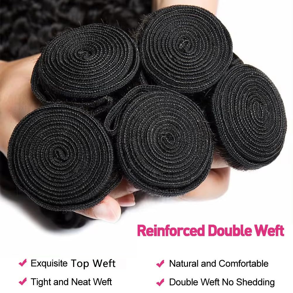 100% Unprocessed Water Wave Human Hair Bundles 12A Grade 28 30 32 Inch - 3 Bundles Natural Black Wet & Wavy Hair Extensions for Styling, Braiding & Everyday Wear