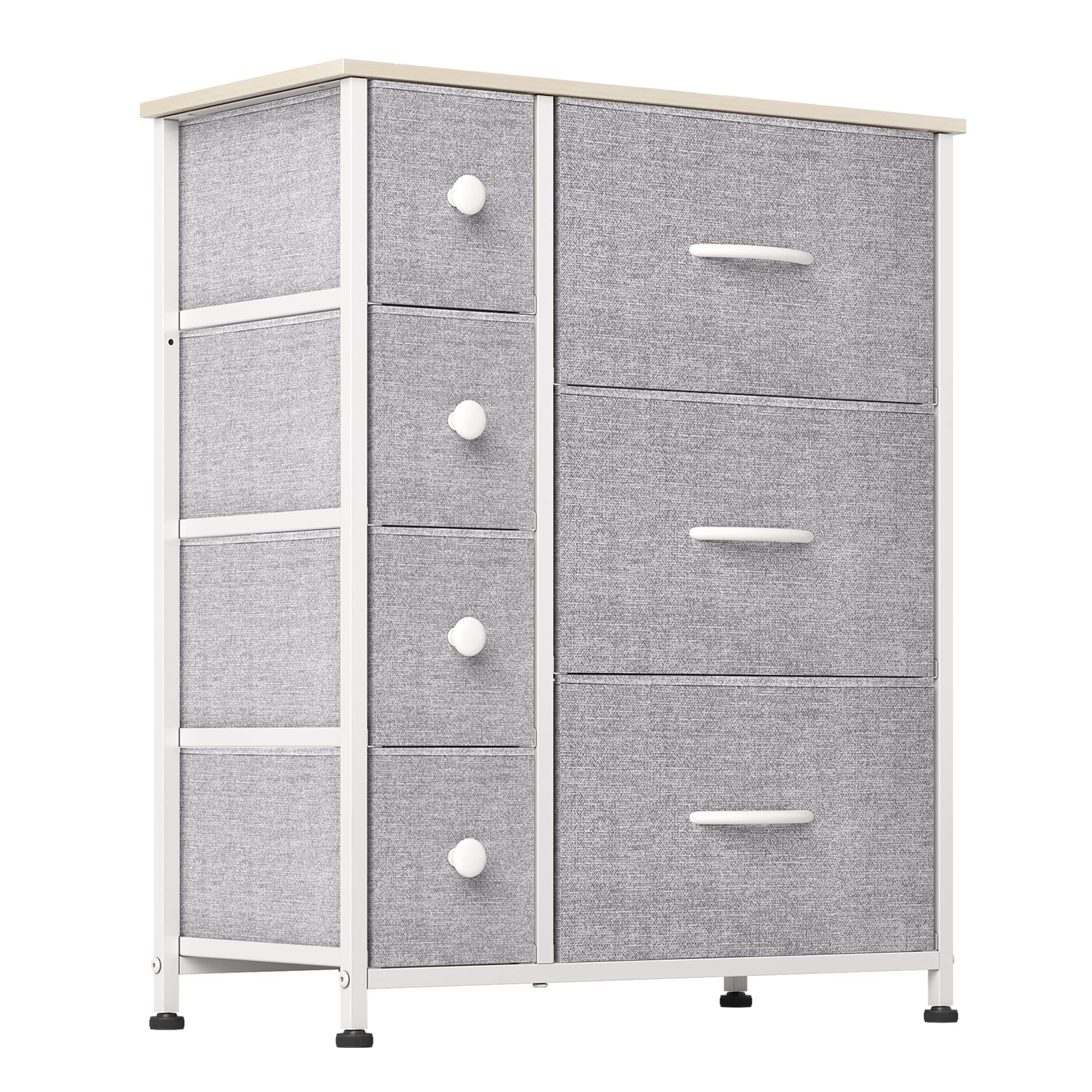 WLIVE 7-Drawer Fabric Dresser with Metal Frame & Wood Tabletop - Sturdy Storage Tower for Bedroom, Nursery, Hallway | Easy Pull Handles, Light Grey | Perfect for Closet Organization & Entryway Storage