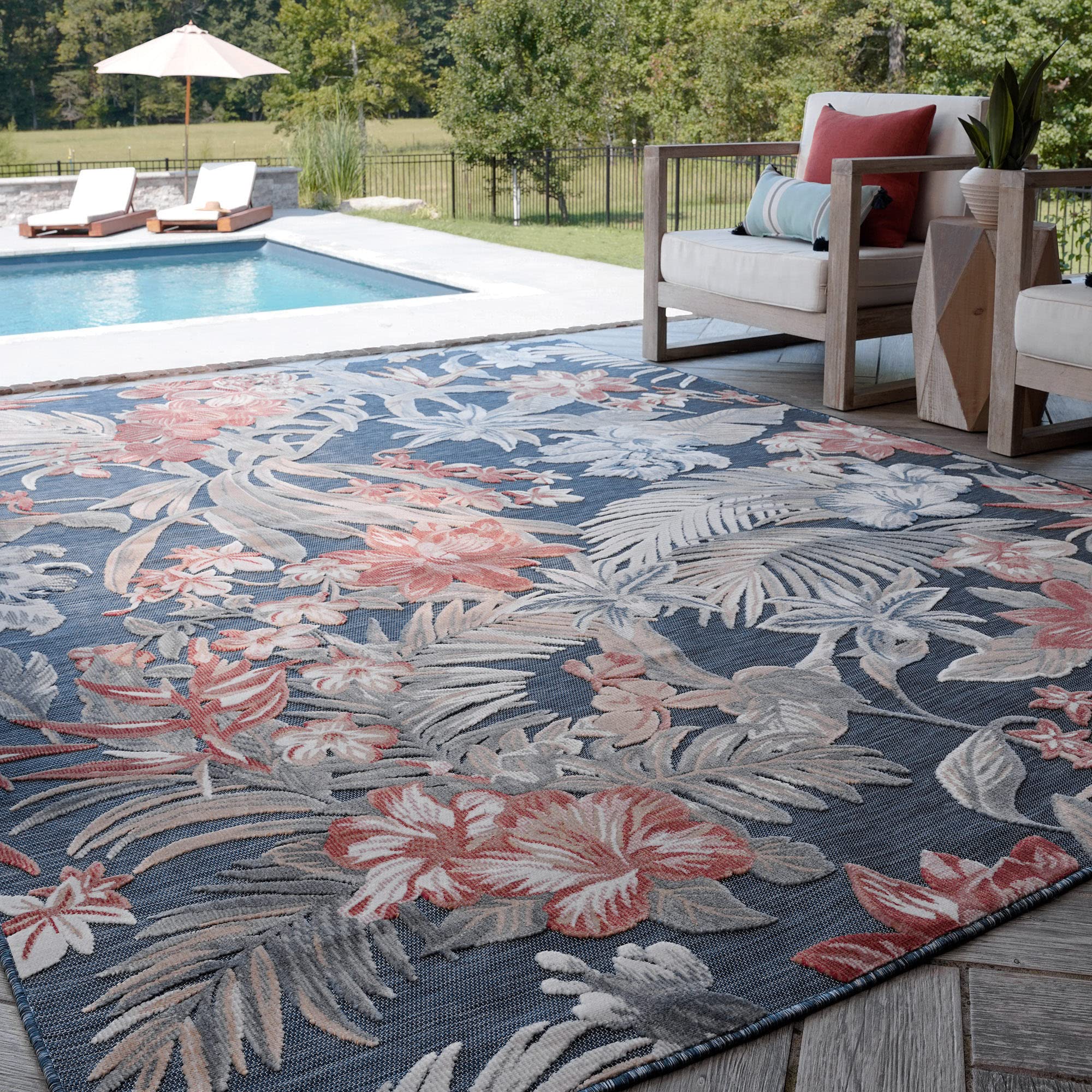 Large 8x10 Jute Water-Resistant Indoor Outdoor Rug - Traditional Style for Patio, Deck, Porch, Entryway, Camping & RV - Durable Outside Area Rug for Home Decor, Garden Parties and Outdoor Gatherings