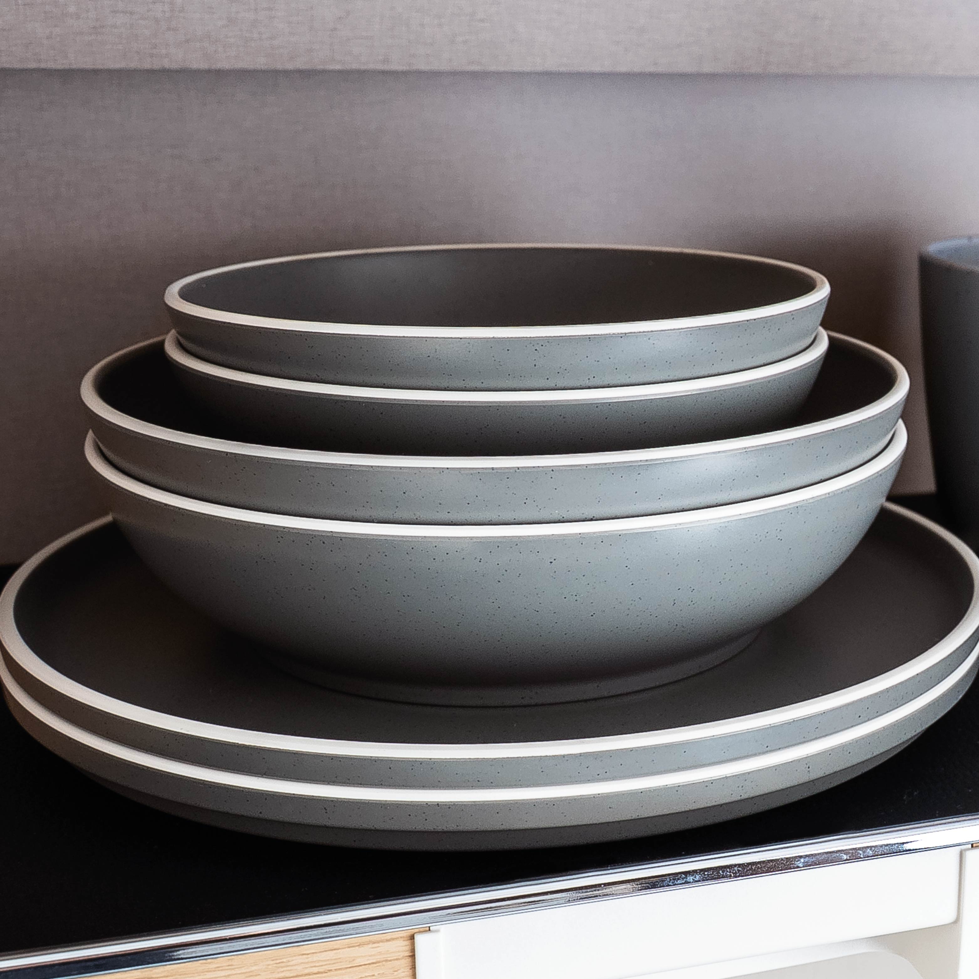 Premium Magnetic Plastic Bowls - Dolomite Grey - 16cm - Ideal for Kitchen Storage & Organizing Spices, Nuts, and Small Items
