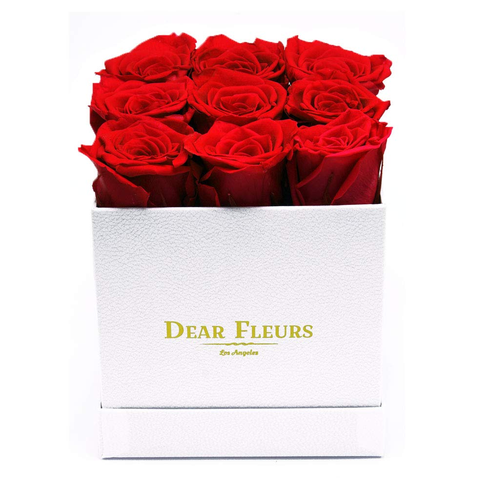 Real Preserved Roses That Last 1 Year | Luxury Nona Roses in Elegant Gift Box (Red/White Leather Finish) - Perfect for Anniversaries, Valentine's Day & Home Decor