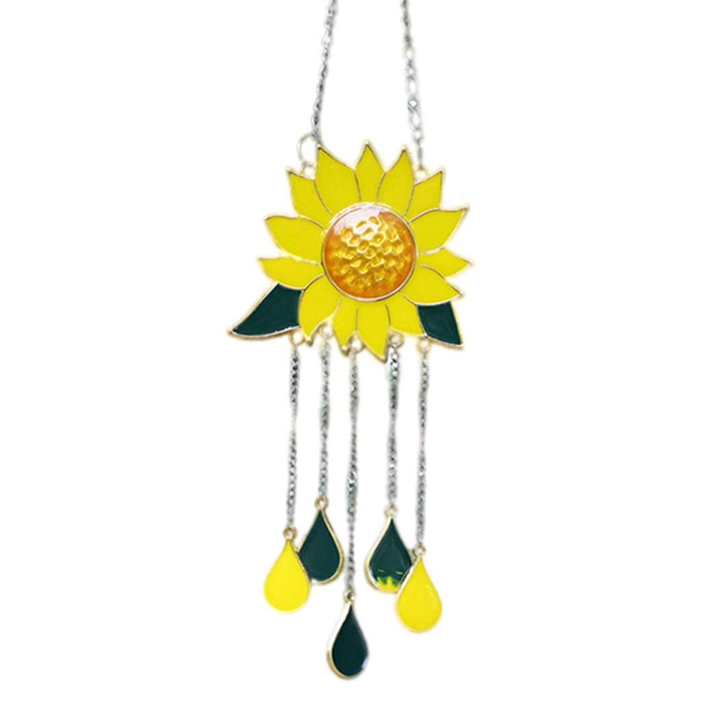 FAKEME Metal Wind Chime - Sunflower Design Outdoor Garden Decor for Patio, Yard, Porch & Indoor Hanging Ornament | Perfect Housewarming Gift & Birthday Present for Nature Lovers (Weather-Resistant Wind Chime for Relaxing Outdoor Spaces)