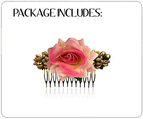 Rose Comb Slide Hair Pin for Women - Baby Pink Hair Accessories for Bun, Updo & Special Occasions | Pack of 1 | Elegant Bridal & Prom Hair Jewelry