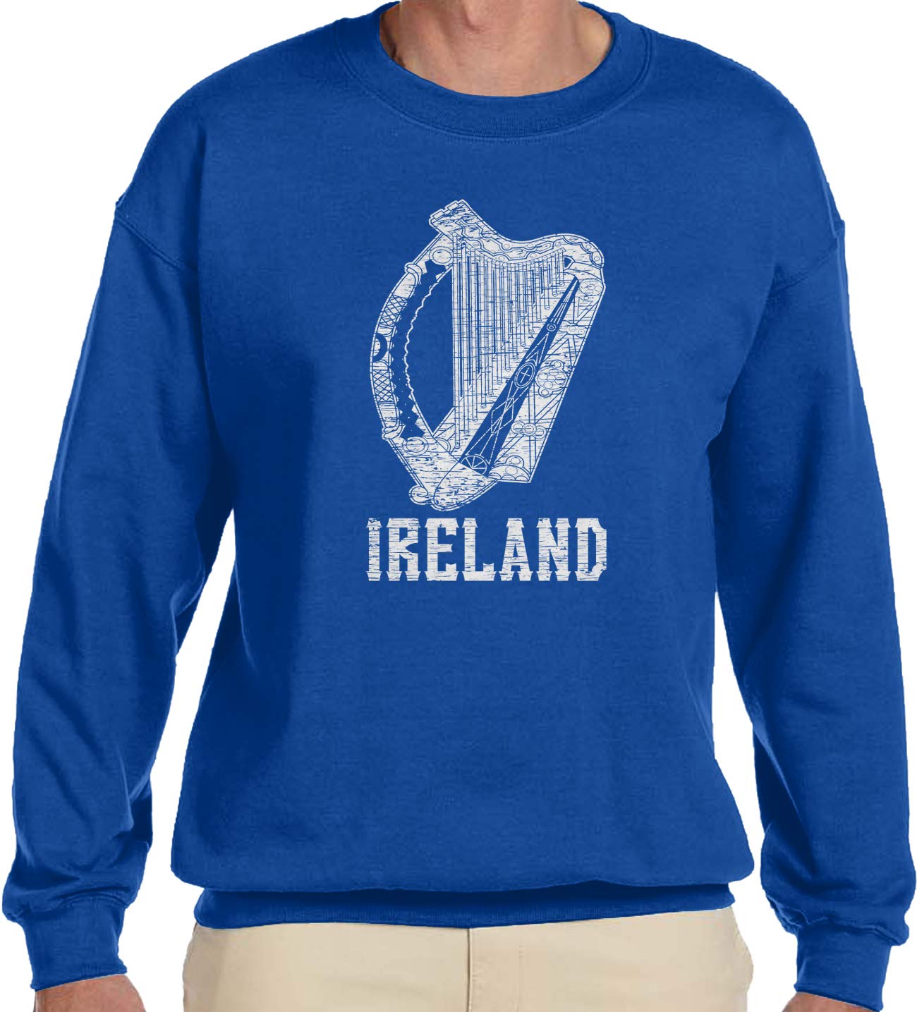 Amdesco Men's Ireland Coat of Arms Crewneck Sweatshirt - Irish Heritage Sweater for St. Patrick's Day & Casual Wear - Perfect for Pub Nights, Family Gatherings & Cool Weather