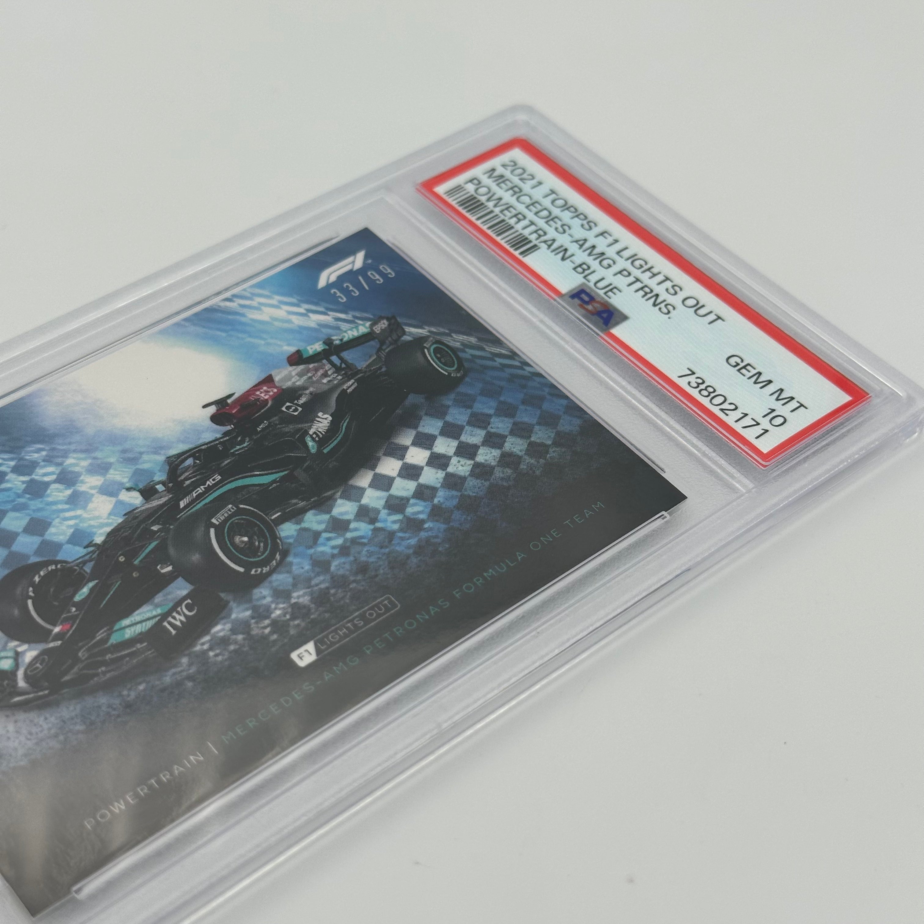 PSA 10 33/99 Mercedes AMG Petronas F1 Team Powertrain Blue Trading Card - Rare Collectible for Formula 1 Fans & Motorsport Memorabilia Enthusiasts