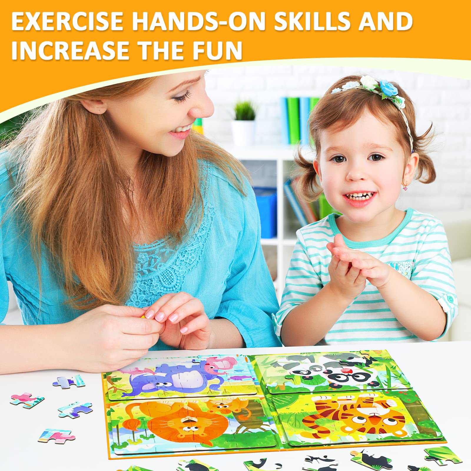 **Magnetic Animal Jigsaw Puzzle Book for Kids Ages 3-5 – 4-in-1 Montessori Learning Toy with Panda Design, A4 Size – Perfect for Preschool Education, Travel Games & Indoor Playtime**
