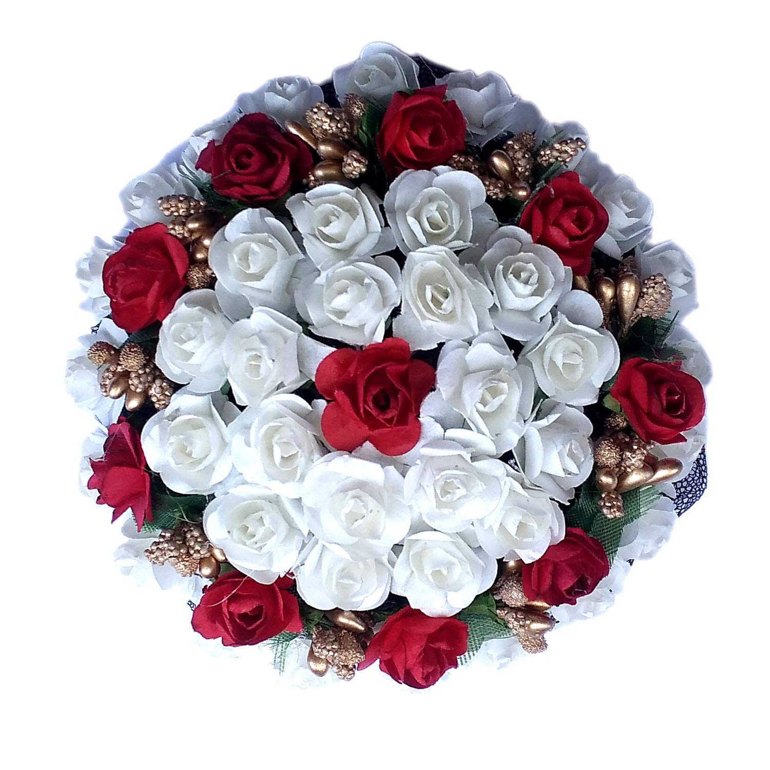 GuruEmbellish Multicolor Fabric Flower Hair Gajra - Handmade Floral Hair Accessory for Women (Pack of 1) - Perfect for Weddings, Parties & Indian Traditional Outfits