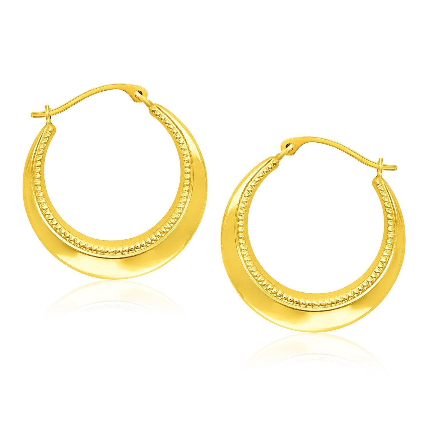 14K Yellow Gold Round Rope Texture Hoop Earrings for Women - Elegant Everyday Jewelry for Work, Date Night & Special Occasions