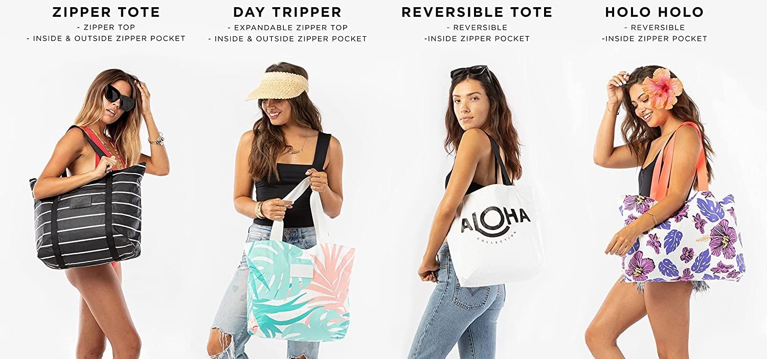 ALOHA Collection Lightweight Packable Splash-Proof Beach Tote Bag - Easy to Clean & Water-Resistant - Perfect for Beach Trips, Poolside Lounging & Travel Accessories