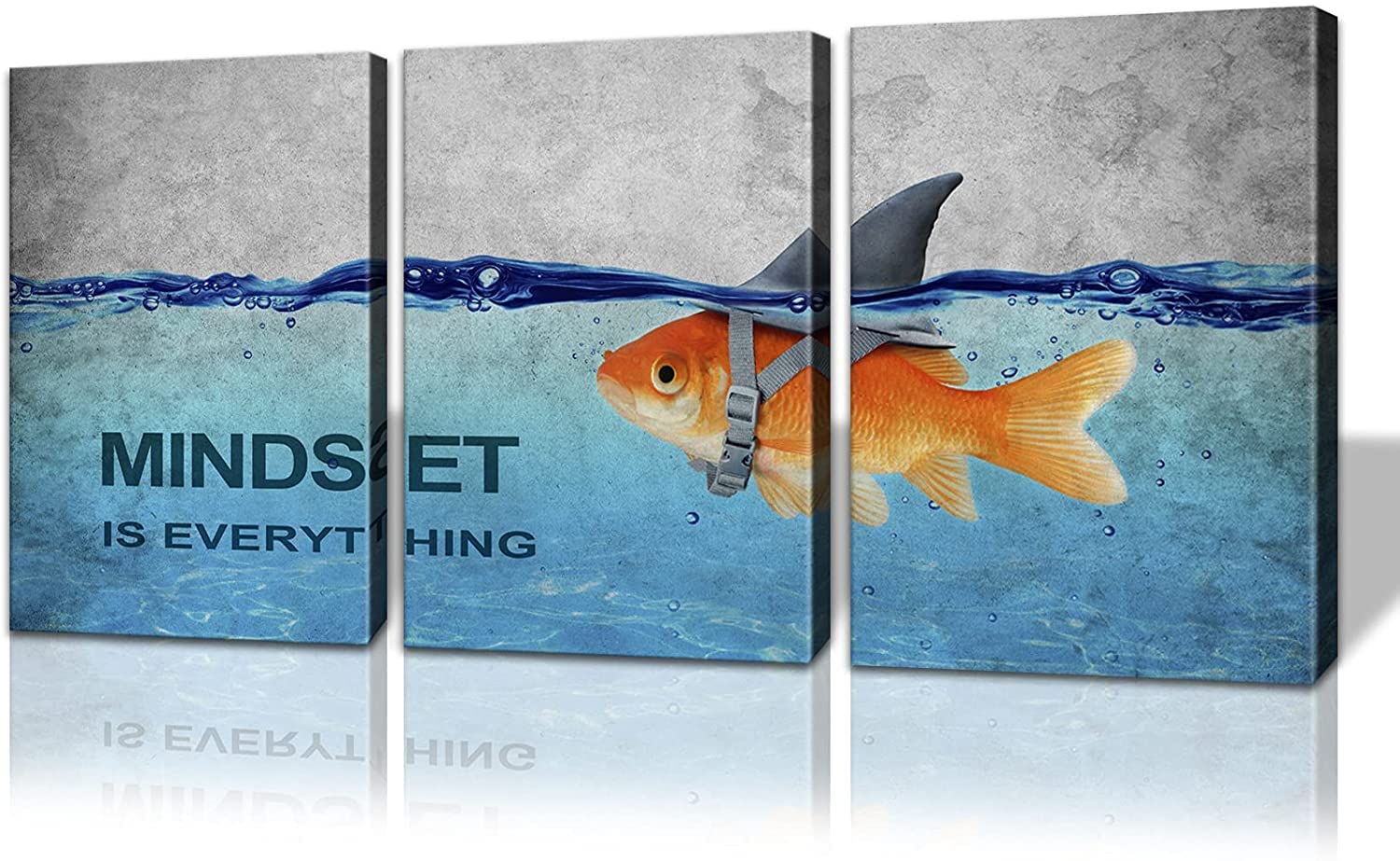 BWSPACE Motivational Wall Art Canvas Prints - Mindset is Everything, Grind Hustle Success Execution - 3 Piece Office Decor Bundle for Entrepreneurs (36