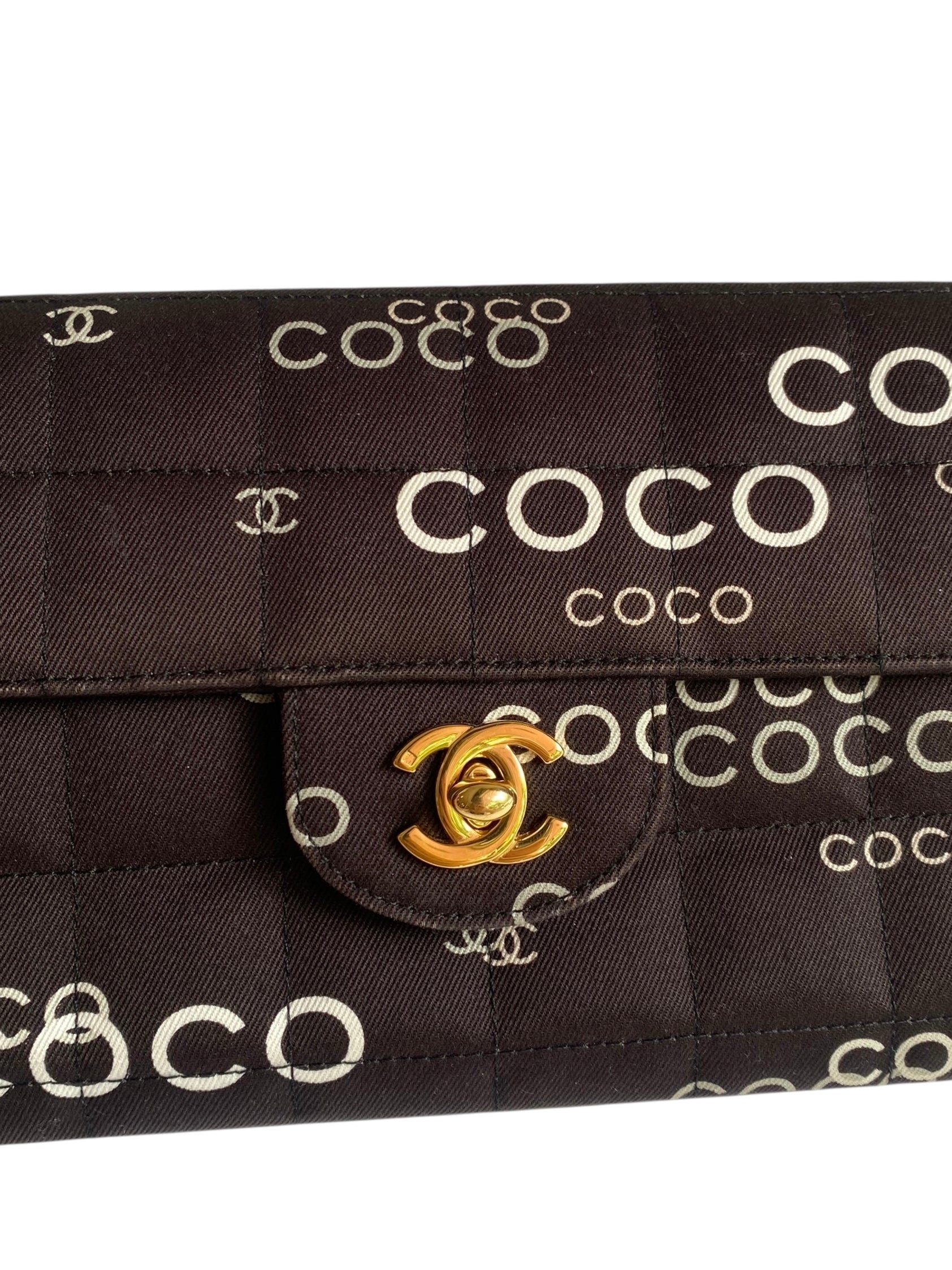 Vintage Chanel Brown Canvas Coco East West Single Flap Bag - Luxury Designer Handbag for Women, Perfect for Everyday Use & Special Occasions