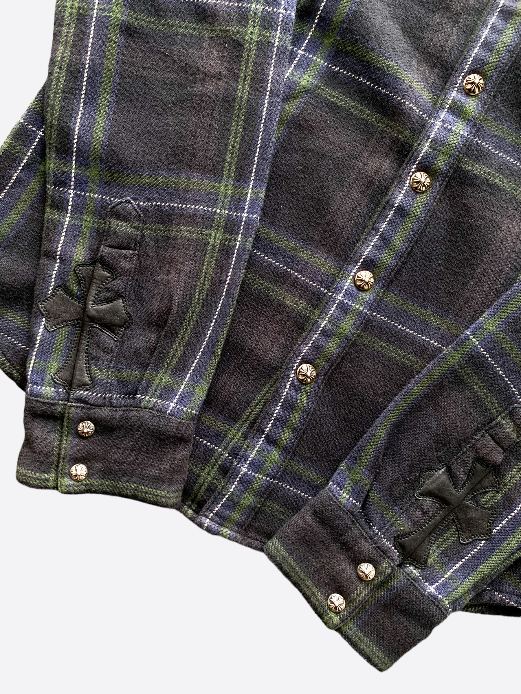 Chrome Hearts Cross Patch Flannel Shirt - Gothic Punk Fashion for Men & Women - Perfect for Concerts, Streetwear & Layering Outfits